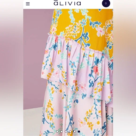 NWT Alivia The Lilly Fantasy Floral Sunshine slip midi tie shoulder summer dress - Picture 5 of 15